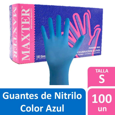 Maxter Guantes de Nitrilo Azul Talla S 100 Un