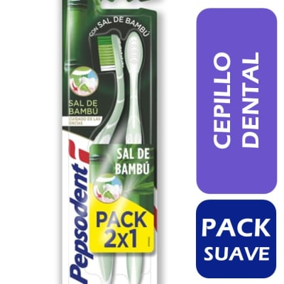 Pepsodent Cepillo Dental Suave Sal de Bambú Pack 2 Un1