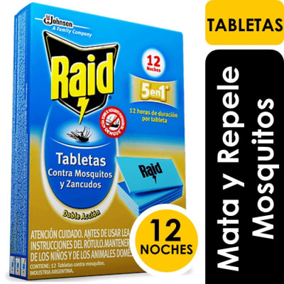 Raid Tableta Contra Mosquitos y Zancudos Caja 12 Un1