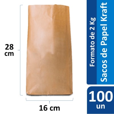 Sacos de Papel Kraft formato 2 Kg Pack 100 Un