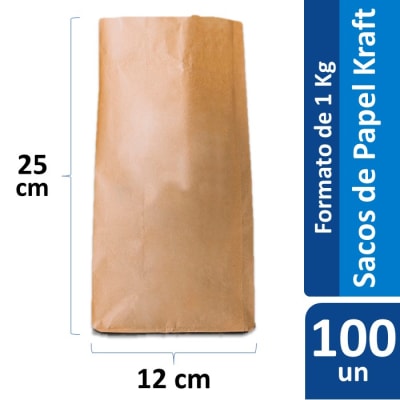 Sacos de Papel Kraft formato 1 Kg Pack 100 Un