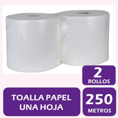 Toalla de Papel Jumbo Hoja Simple 250 Metros 2 Rollos1