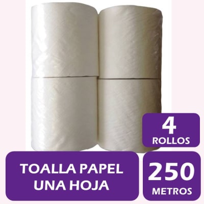 Toalla de Papel Jumbo Hoja Simple 250 Metros 4 Rollos