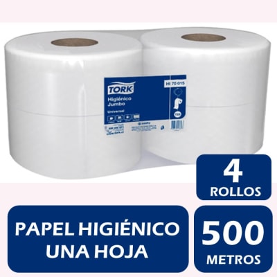 Tork Papel Higiénico Jumbo Hoja Simple 500 Metros 4 Rollos1