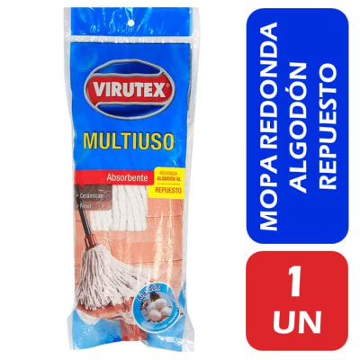 Virutex Repuesto Mopa Algodón Redonda Multiuso XL1