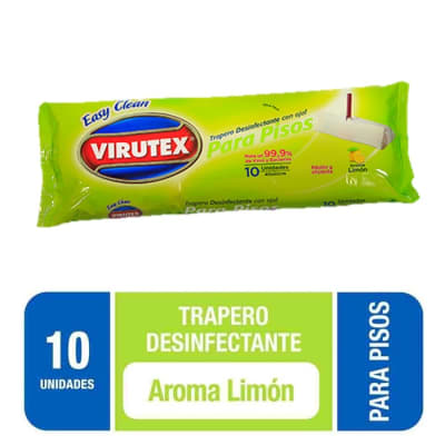 Virutex Trapero Húmedo Desinfectante Para Pisos Limón 10 Un1