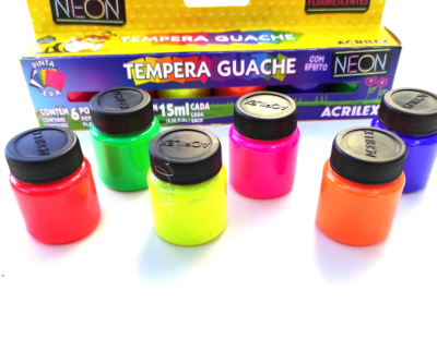 TEMPERA NEON 6 COLORES ACRILEX