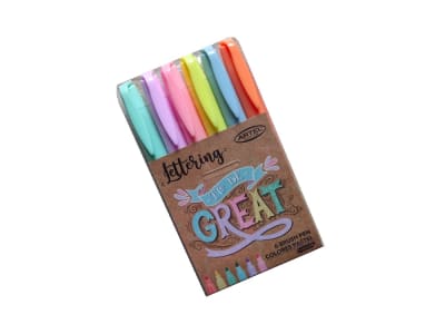 SET MARCADORES LETTERING 6 COLORES PASTEL