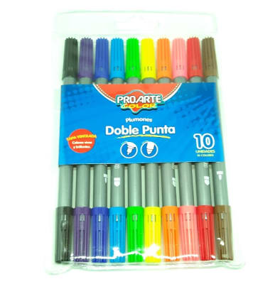 MARCADOR DOBLE PUNTA 10 COLORES PROARTE