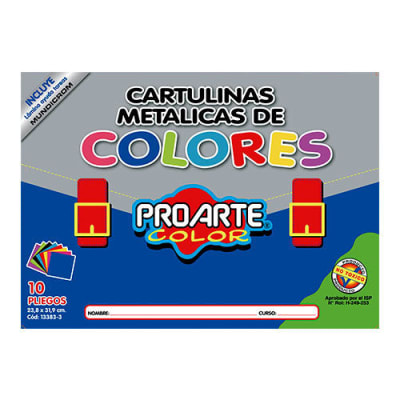 ESTUCHE CARTULINA METALICAS 7COL 10HJS 24x32cm PROARTE