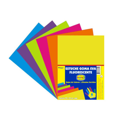 GOMA EVA FLUORESCENTE 6 COL 20x30 CM