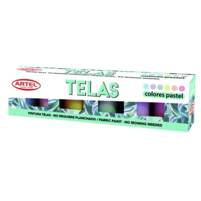 PINTURA TELAS 6 COLORES PASTEL 15 ml