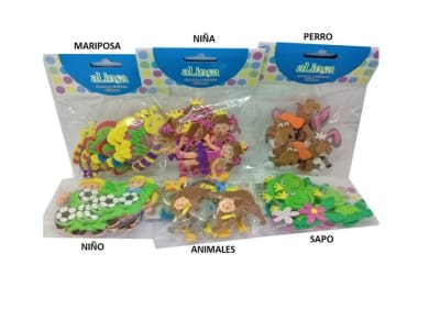 STICKERS GOMA EVA JUEGA 6 DISEÑOS ALINSA