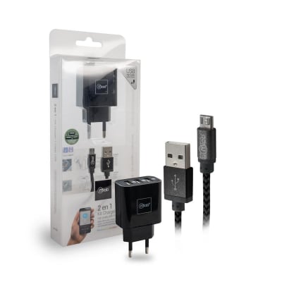 CARGADOR 3USB ENCH 220V + CABLE MICRO USB