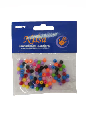 CUENTAS PLAST COL SURT 6mm 80 UN NILSA