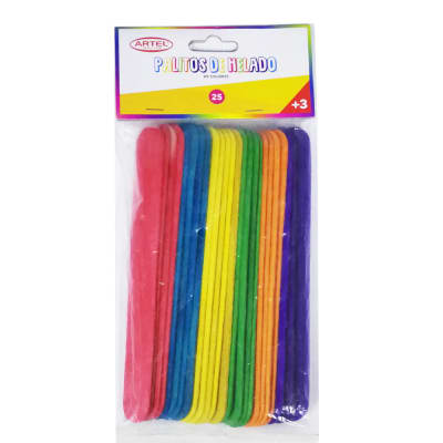 PALOS HELADO COLORES 25UN GR ARTEL