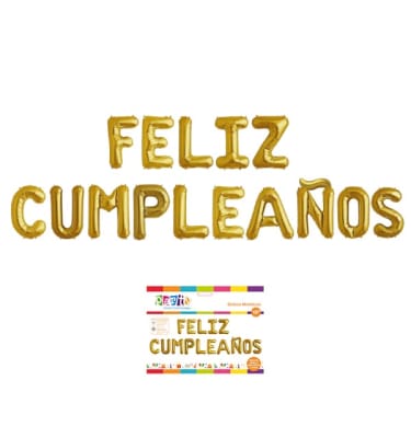 GLOBO MYLAR FELIZ CUMPLEAÑOS DORADO