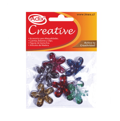 CUENTAS PLASTICAS DE FLOR 6UNID