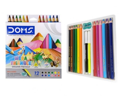 LAPICES COL TRIANG JUMBO 12UNID +2Plu y 1Sac