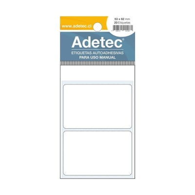 ETIQUETAS AUTOADHESIVAS 53x82 mm 20 Etiq.