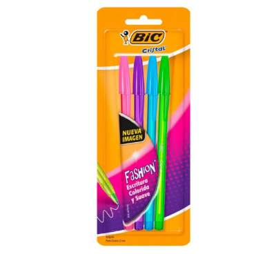 SET BOLIGRAFOS BIC FASHION 4 COLORES