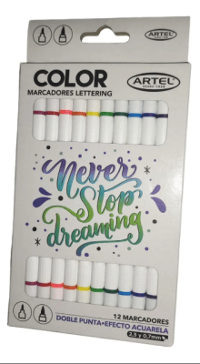 12  MARCADORES LETTERING DOBLE PUNTA ARTEL
