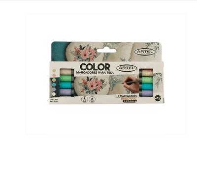 MARCADORES DE TELA 6 COLORES PASTEL ARTEL