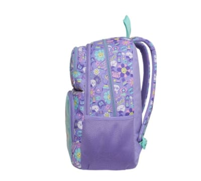MOCHILA ESCOLAR FANTASY EMOTICONES LILA