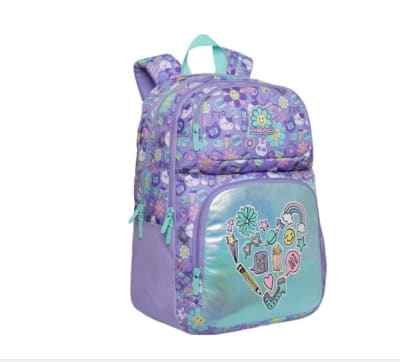 MOCHILA ESCOLAR FANTASY EMOTICONES LILA