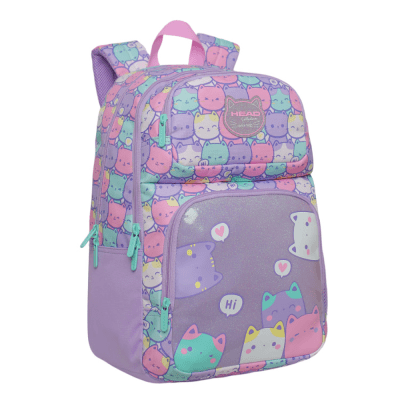 MOCHILA ESCOLAR FANTASY NEW GATOS PASTEL