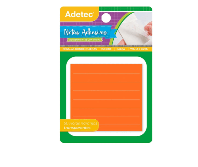 NOTAS ADHESIVAS TRANSPARENTE C/LINEAS 50hjs
