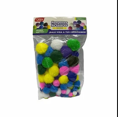 SET POMPONES COLORES TAMAÑOS SURT SKOLE