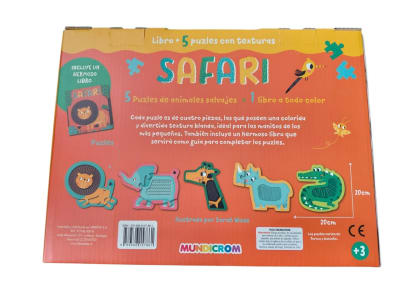 LIBRO + 5 PUZZLES CON TEXTURA SAFARI