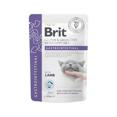 BRIT GRAIN FREE VET DIETS CAT GASTROINTESTINAL FILLETS IN GRAVY POUCH 85 G1