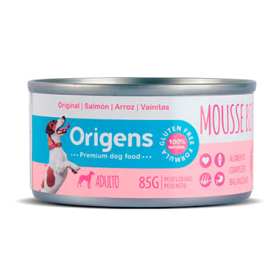ORIGENS PERRO MOUSSE BISTRO PERRO SALMÓN ARROZ VAINITAS LATA 85 G1