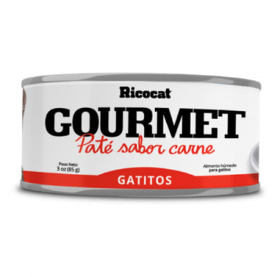 RICOCAT GOURMET GATITOS PATE CON CARNE LATA 85Gr1