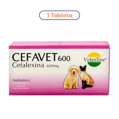 VETERLINE ANTIBIÓTICO CEFAVET/CEFALEXINA 600MG 1 TAB1