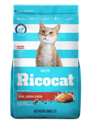ALIMENTO SECO GRANEL RICOCAT ADULTO CARNE/SALMON/LECHE SACO 9 KG