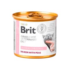 BRIT GRAIN FREE VET DIETS CAT HYPOALLERGENIC SALMON WITH PEAS LATA 200GR