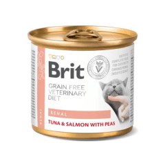BRIT GRAIN FREE VET DIETS CAT RENAL TUNA & SALMON WITH PEAS LATA 200GR