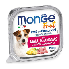 MONGE CANINE ADULTO PATÉ FRUIT CERDO Y PIÑA 100 Gr