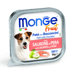 MONGE CANINE ADULTO PATÉ FRUIT SALMÓN Y PERA 100 Gr