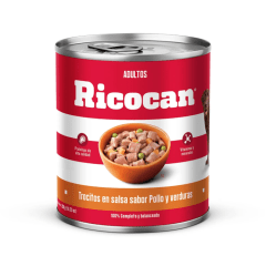 RICOCAN ADULTO TROCITOS POLLO Y VERDURAS LATA 290 Gr