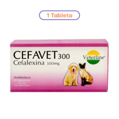 VETERLINE ANTIBIÓTICO CEFAVET/CEFALEXINA 300MG 1 TAB