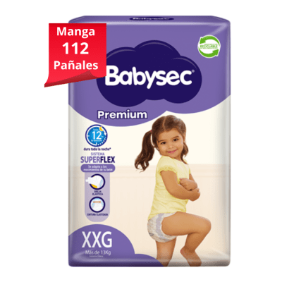 Manga 8 Paq. Babysec Premium Pañal Talla XXG 14 un.