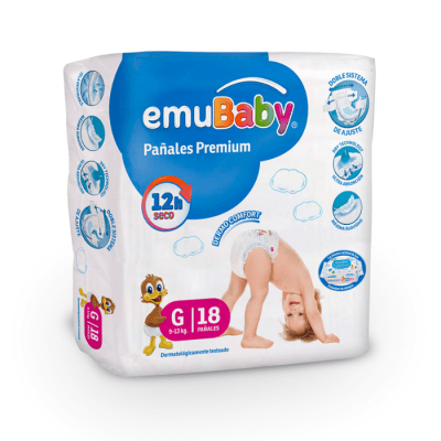 Pañales Emubaby Súper Premium Talla G 18 un.