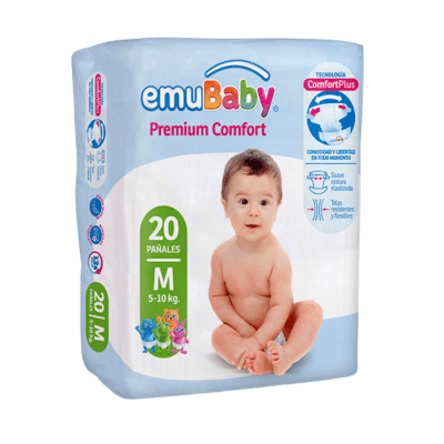 Pañales Emubaby Premium Comfort Talla M 20 un.