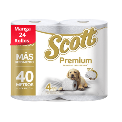 Manga Papel Higiénico Scott Premium Triple Hoja 40 m 24 Rollos