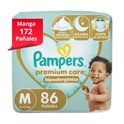 Manga 2 Paq. Pampers Premium Care Talla M 86 UN.