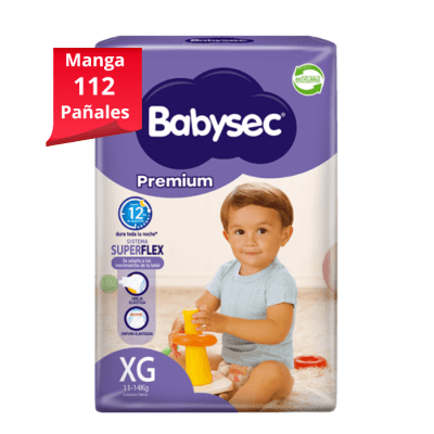 Manga 8 Paq. Babysec Pañal Premium Talla XG 14 un.